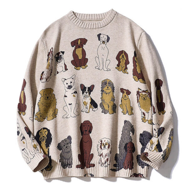Retro Core Aesthetic Dogs Waiting for You Sweater Unisex 1