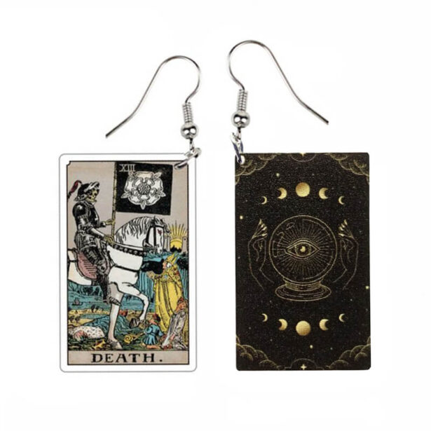 The Death Tarot Earrings Magic Cards Witchcore Aesthetic 1