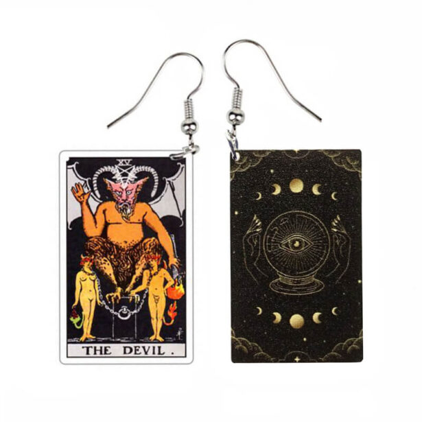 The Devil Tarot Earrings Cards Devilcore Witch Aesthetic 1