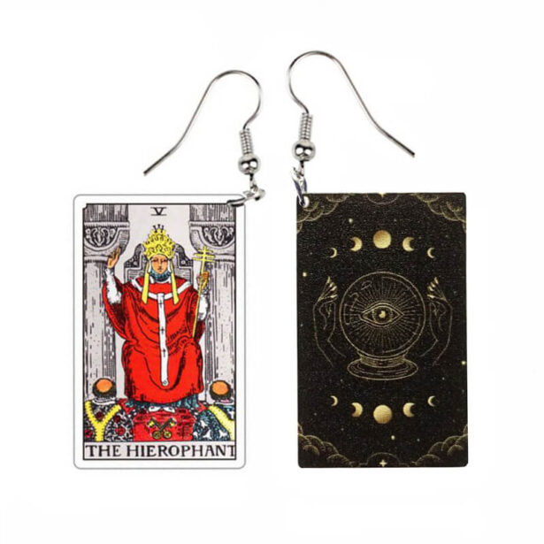 The Hierophant Tarot Earrings Fortune Cards Magic Jewelry 1