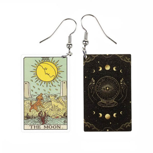 The Moon Tarot Aesthetic Earrings Fortune Cards Celestial 1