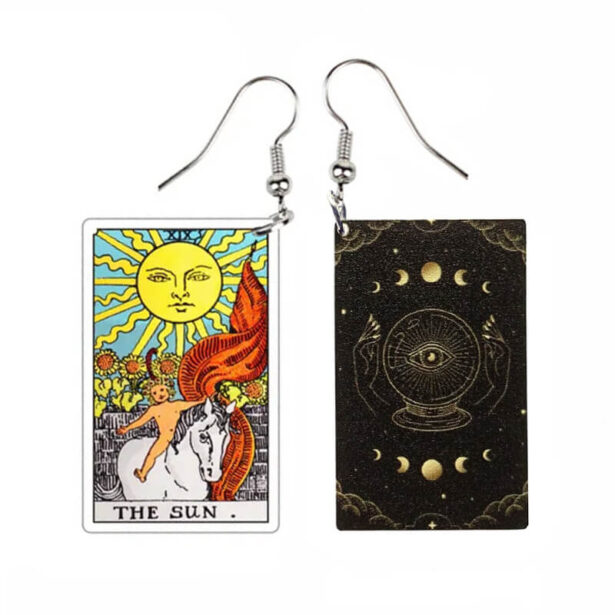 The Sun Tarot Card Aesthetic Earrings Celestial Witch Style 1