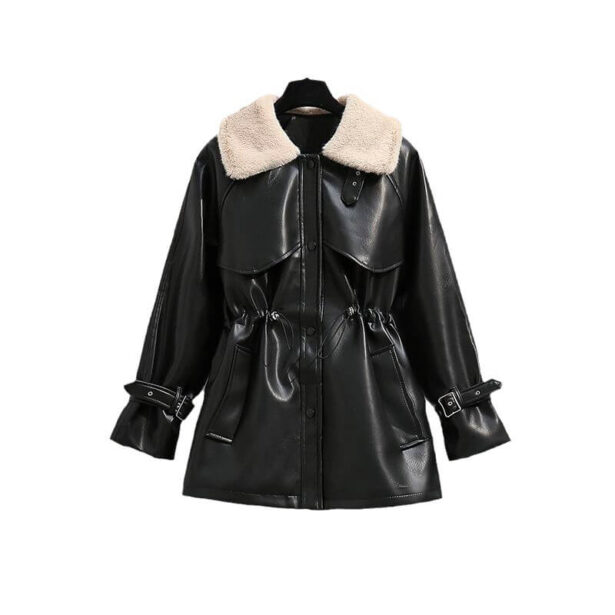 Urbancore Winter Women Jacket Faux Leather Velvet Collar