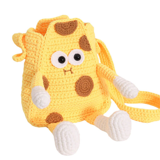 Cute Mr Cheese Knit Crochet Shoulder Bag Kawaii Foodcore 1
