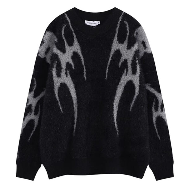 Dark Tribal Grunge Loose Sweater Unisex Crust Punk Style (1)