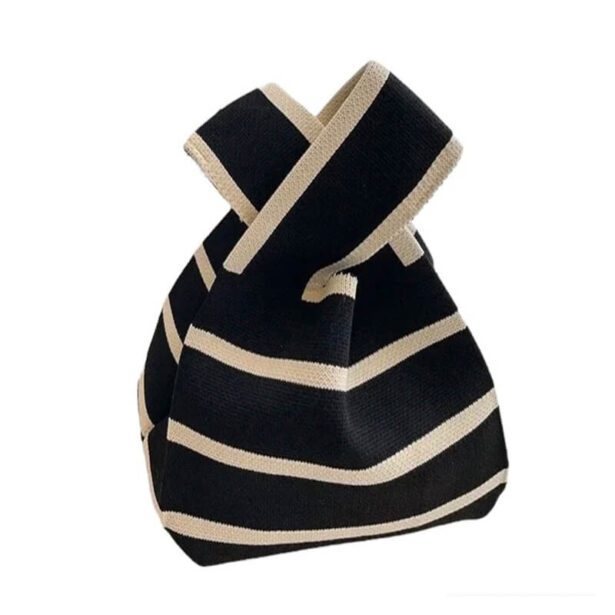 French Style Striped Knitted Aesthetic Handbag 1