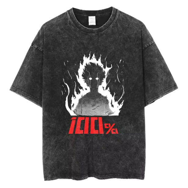 Mob Psycho 100 T Shirt Unisex Washed Black Animecore 1