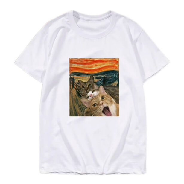 Munch Cats Meme Aesthetic Unisex T Shirt 1