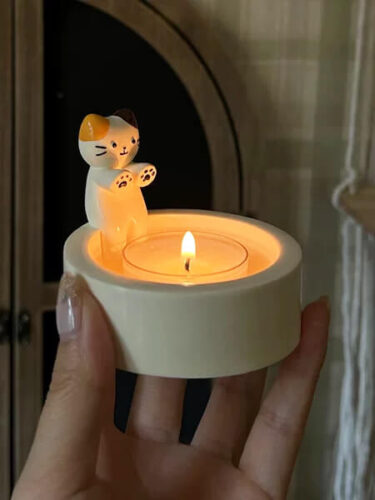 Cute Cat Warming Paws Candle Holder Kawaii Aesthetic photo review