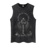 Dark Angel Of Death Print Goth Black Fashion Sleeveless Top