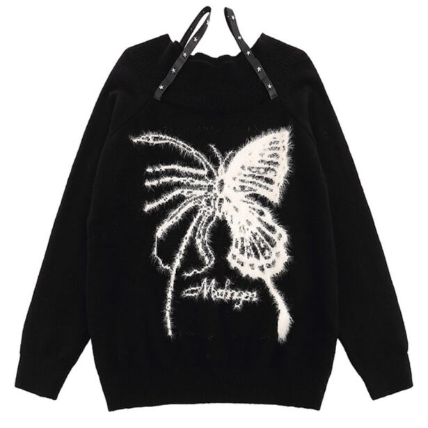 Dead Butterfly Oversized Sweater for Women Dark Fashion 1