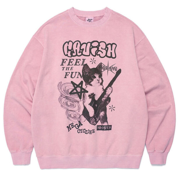 Feel the Fun Grunge Kitty Sweatshirt Unisex Cute Grunge 1