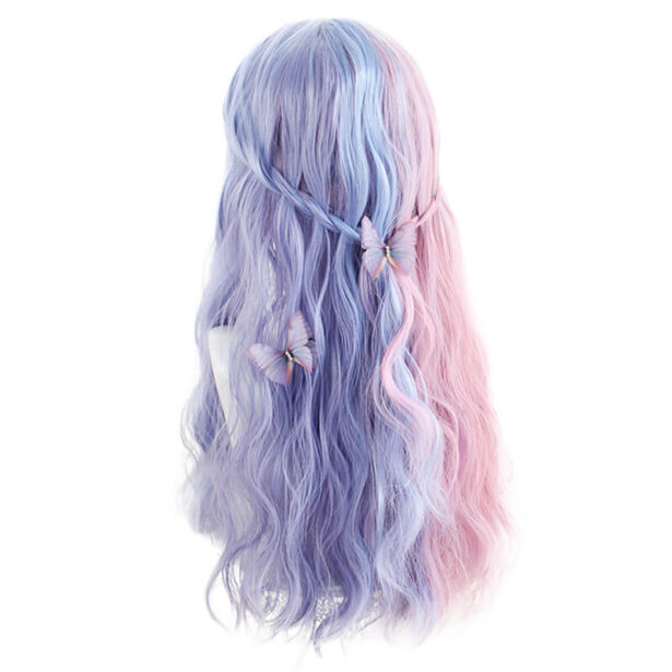Pastel Pink Blue Split Dye Long Wig Kawaii Animecore Style 1