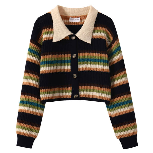 Retro 60s Vintage Stripes Knit Grunge Aesthetic Women Sweater 1