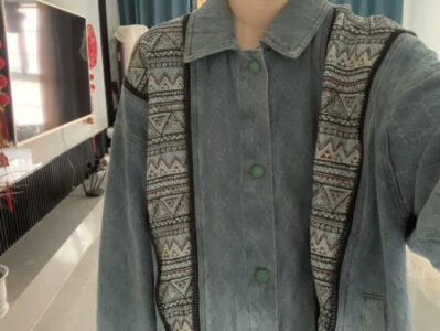 Tribal Vintage Charm Denim Jacket Unisex American Indie photo review