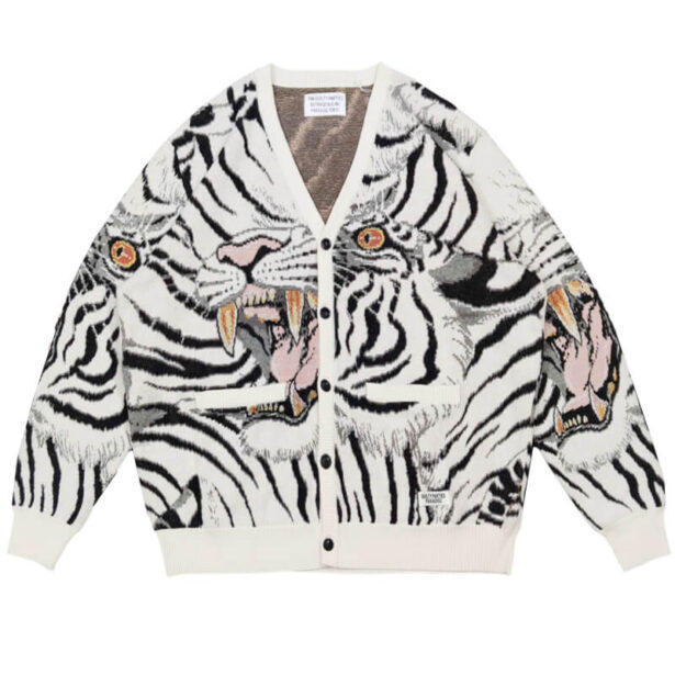 Wacko Maria Tiger Rage Unisex Cardigan Artsy Aesthetic 1