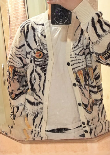 Wacko Maria Tiger Rage Unisex Cardigan Artsy Aesthetic photo review