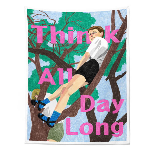 Artsy Boy On Tree Aesthetic Wall Decor Cloth Poster 1