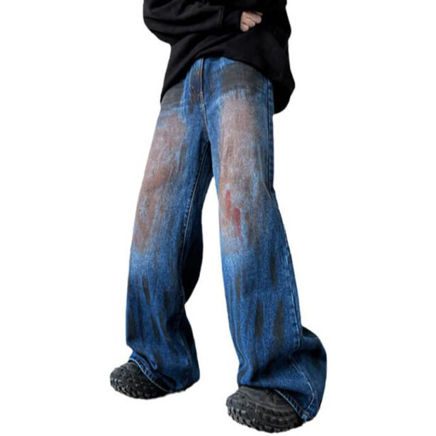 Blue Washed Denim Urbancore Grunge Aesthetic Unisex Jeans 1