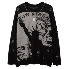 Dark America Torn Sweater Unisex Urban Opium Grunge 1