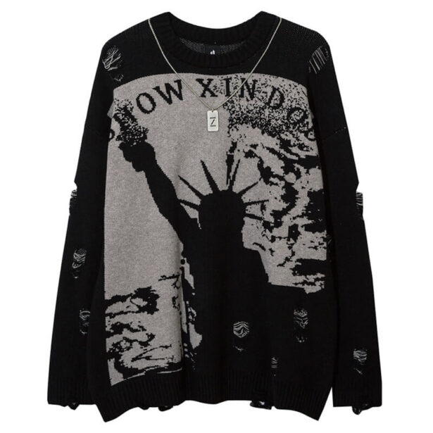 Dark America Torn Sweater Unisex Urban Opium Grunge (1)
