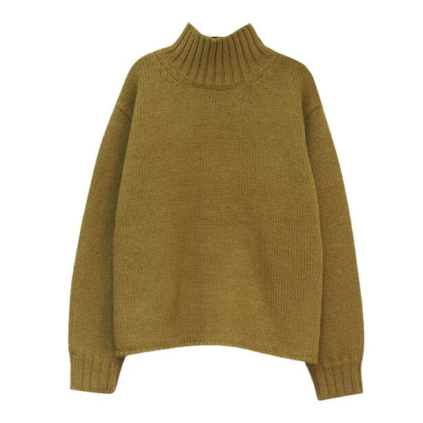 French Turtleneck Camel Warm Soft Girl Sweater 5