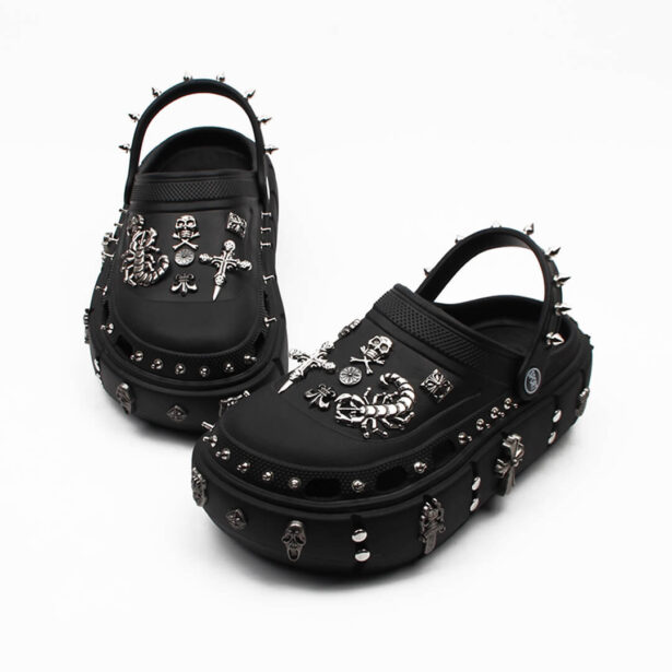 Metal Rivets High Platform Shoes Crocs Gothcore Aesthetic 1