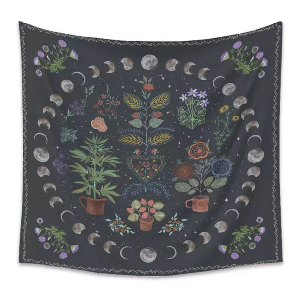 Moon Phase And Plants Blanket 1