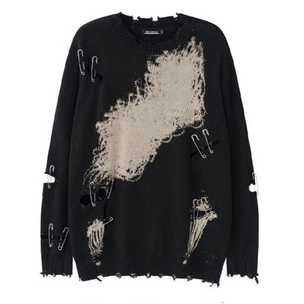 Pin Embellished Punk Aesthetic Unisex Sweater 5