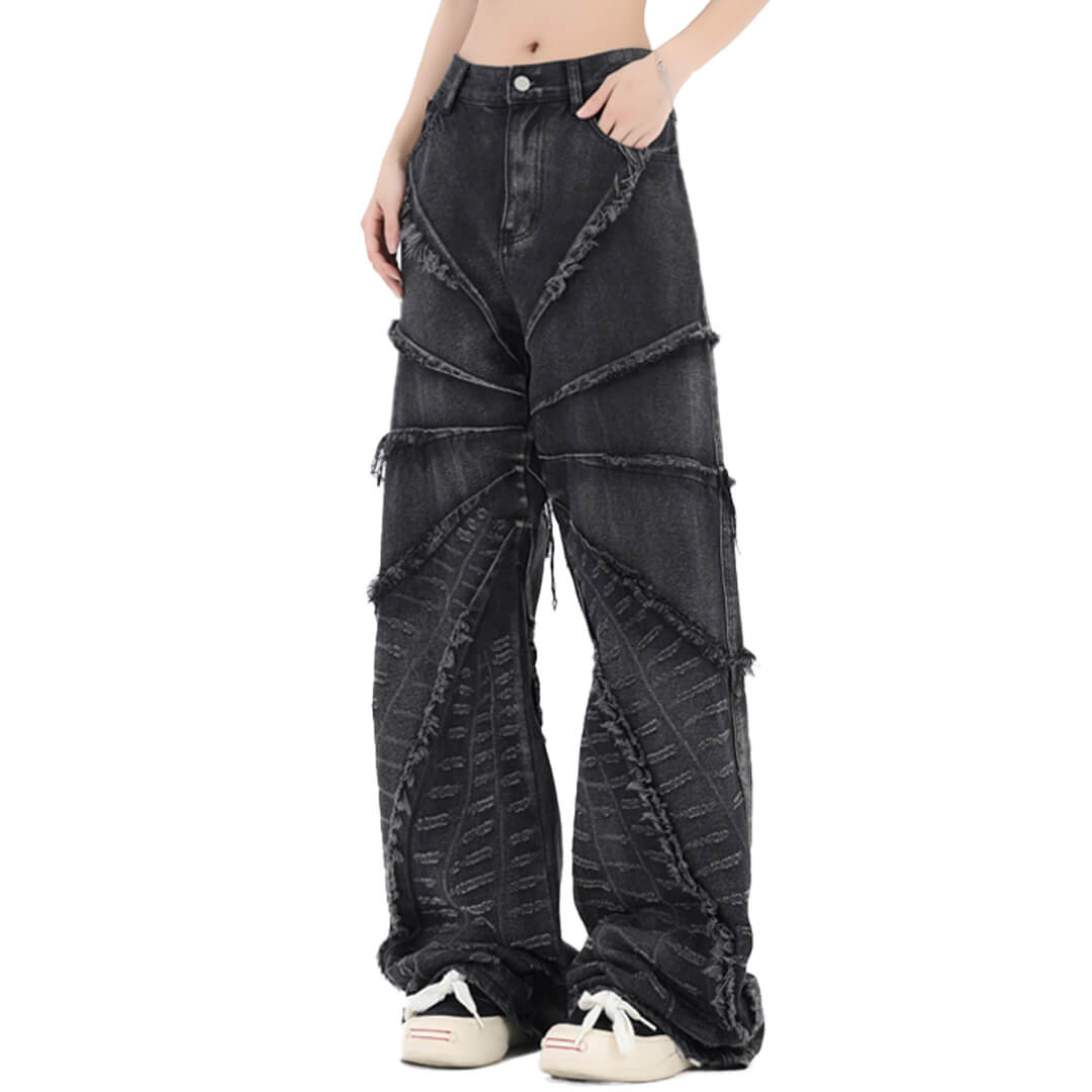 Spider Web Seams Wide Leg Opiumcore Jeans Unisex Altcore Spider Web Seams Wide Leg Opiumcore Jeans Unisex Altcore