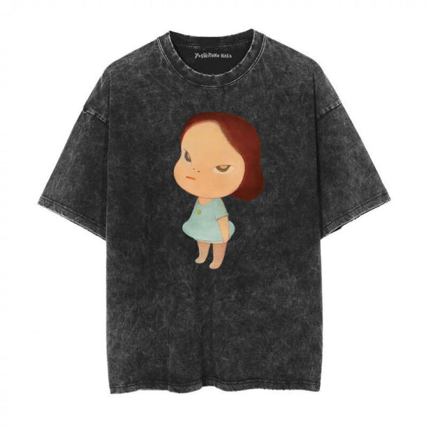 Yoshitomo Nara Gray Washed Batik Unisex T Shirt 6