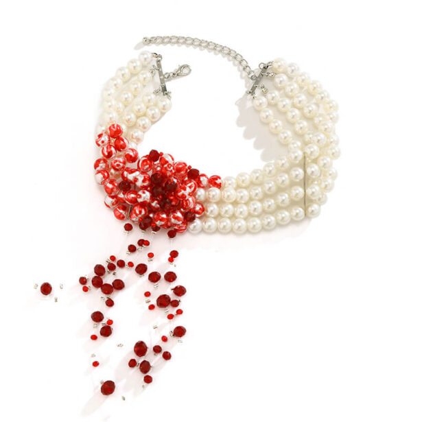 Bloody Pearl Necklace Vampire Goth Aesthetic Jewelry 1