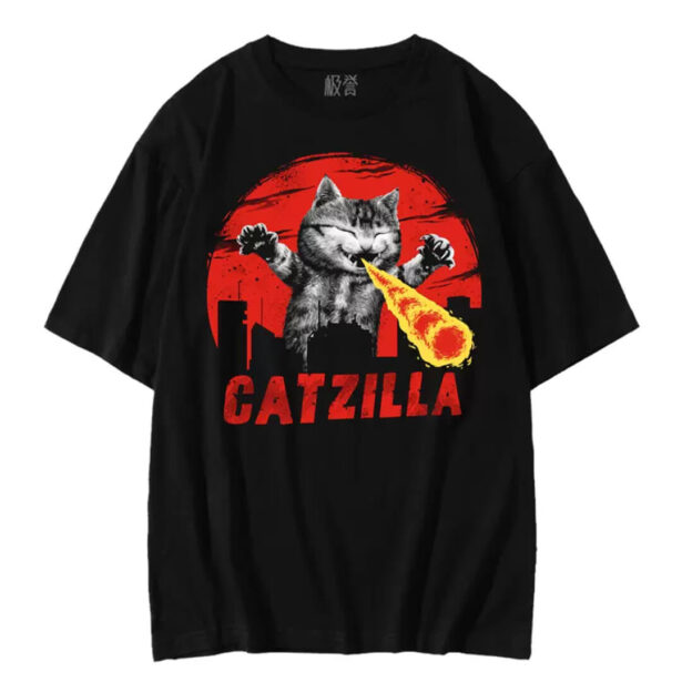 Catzilla Funny Print Geek Aesthetic Unisex T Shirt 1