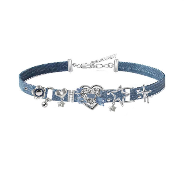 Charms Blue Denim Choker Y2K Aesthetic 5