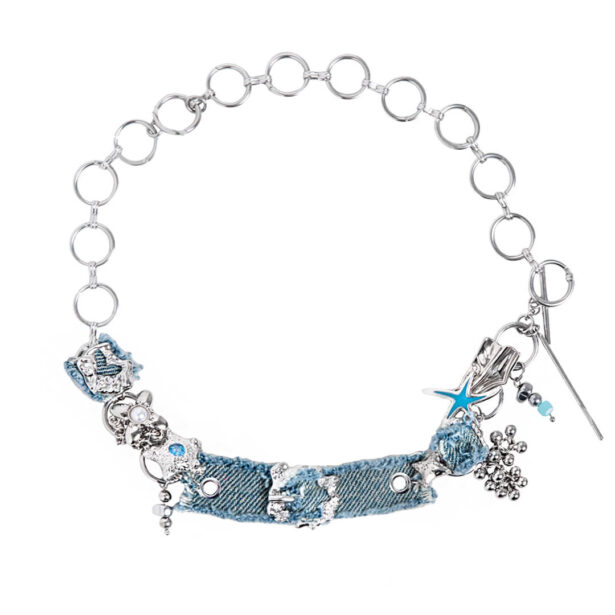 Charms Denim Choker Necklace Y2K Aesthetic 1