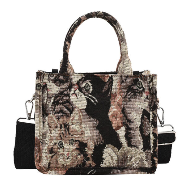 Embroidered Cats Retro Aesthetic Handbag 1