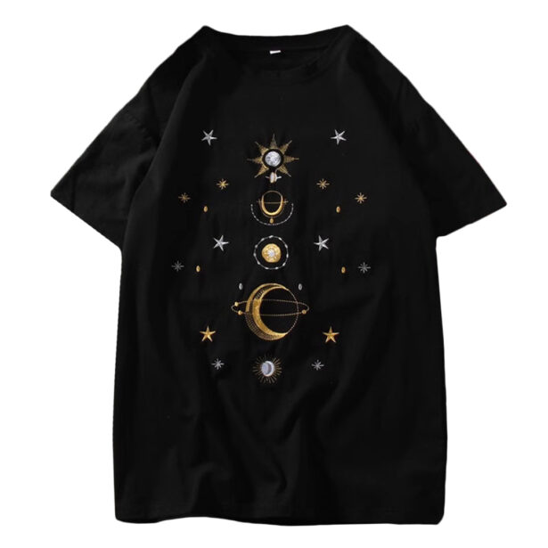Embroidered Star System Unisex T shirt Celestial Aesthetic 1