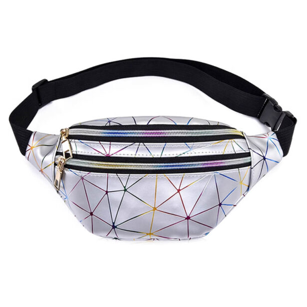 Laser Geometric Pattern Waist Bag Y2K Aesthetic 1