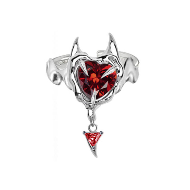 Little Devil Red Stone Ring Goth Aesthetic 1