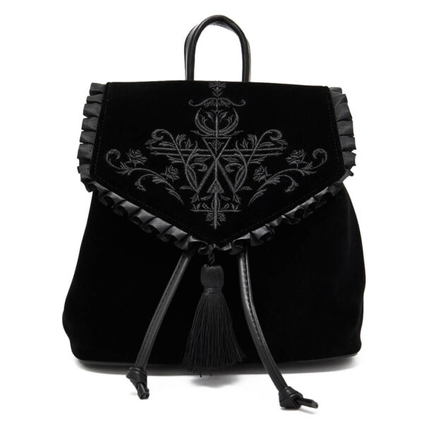 Magic Embroidery Black Velvet Backpack Goth Aesthetic 1