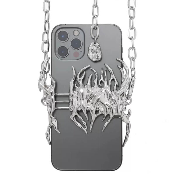Metal Venom iPhone Case Chain Crossbody Cyber Y2K Aesthetic 1