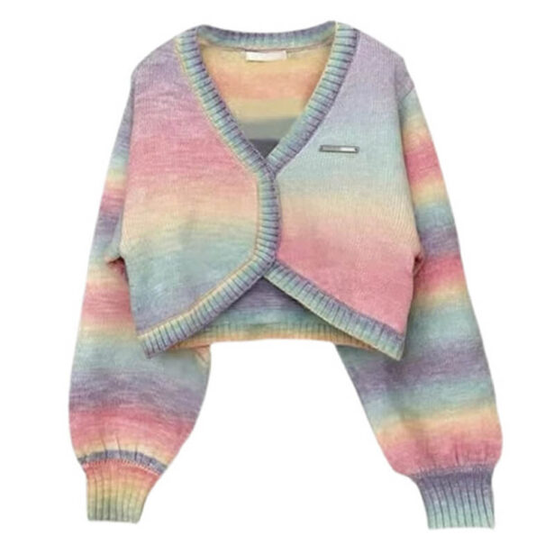 Pastel Rainbow Soft Aesthetic Knitted Women Cardigan 1