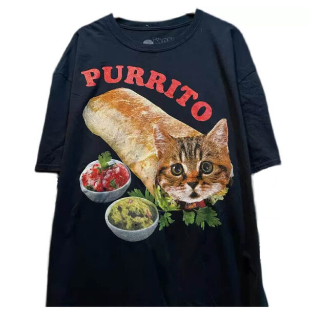 Purrito Burrito Cat Funny Print Weirdcore Unisex T Shirt 1