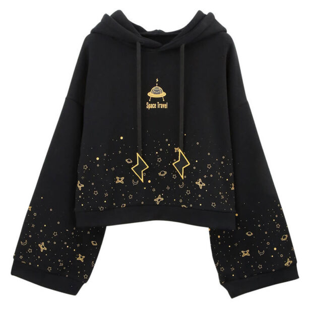 Space Print Bell Sleeve Women Hoodie Harajuku Aesthetic 1