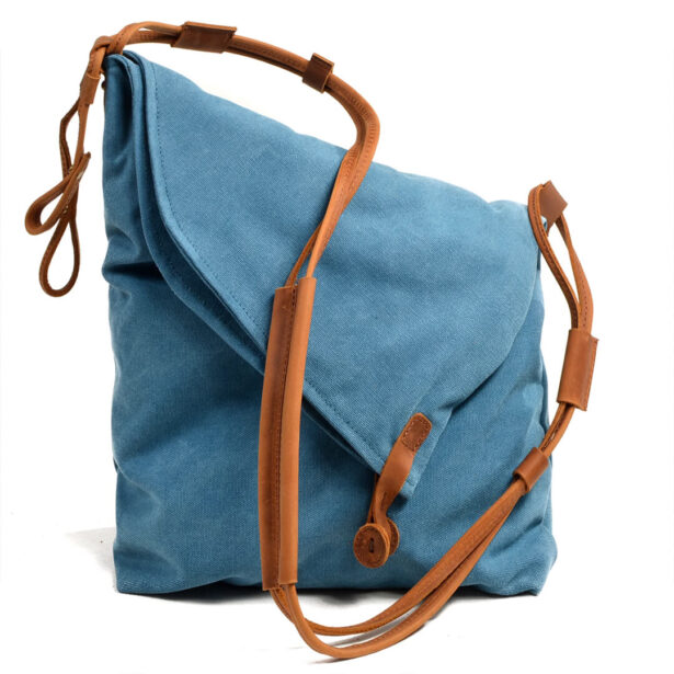 Сanvas Shoulder Bag With Leather Straps Retro Aesthetic 4