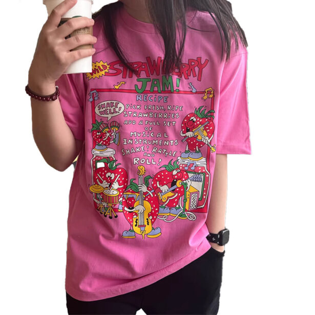 Strawberry Jam Rock N Roll Psychedelic Aesthetic Women Tee 1