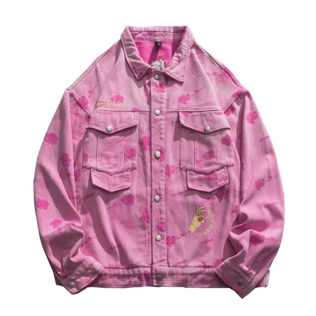 Maoqiaoyi Rose Pattern Denim Unisex Jacket Y2K Aesthetic 1